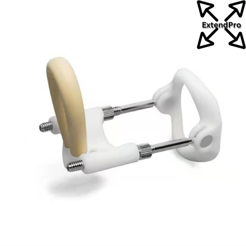  ExendPro is a device designed to stretch the penis through traction. It consists of a base ring that is secured around the base of the penis, adjustable rods or bars that apply traction to the shaft, and a silicone noose that holds the device in place. 